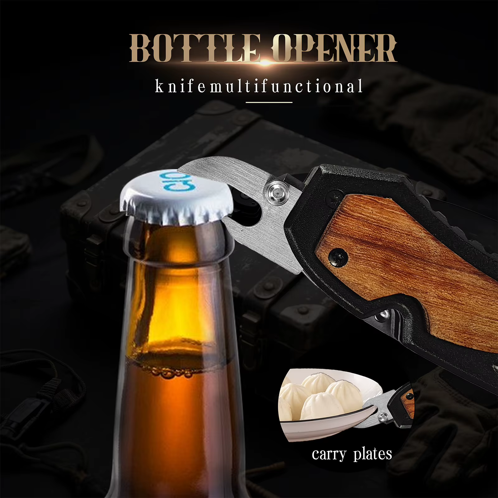 Men's Wood Inlay Handle Foldable Pocket Knife Multifunctional EDC Utility Cutter with Pocket Clip for Outdoor Camping Travel — image 6