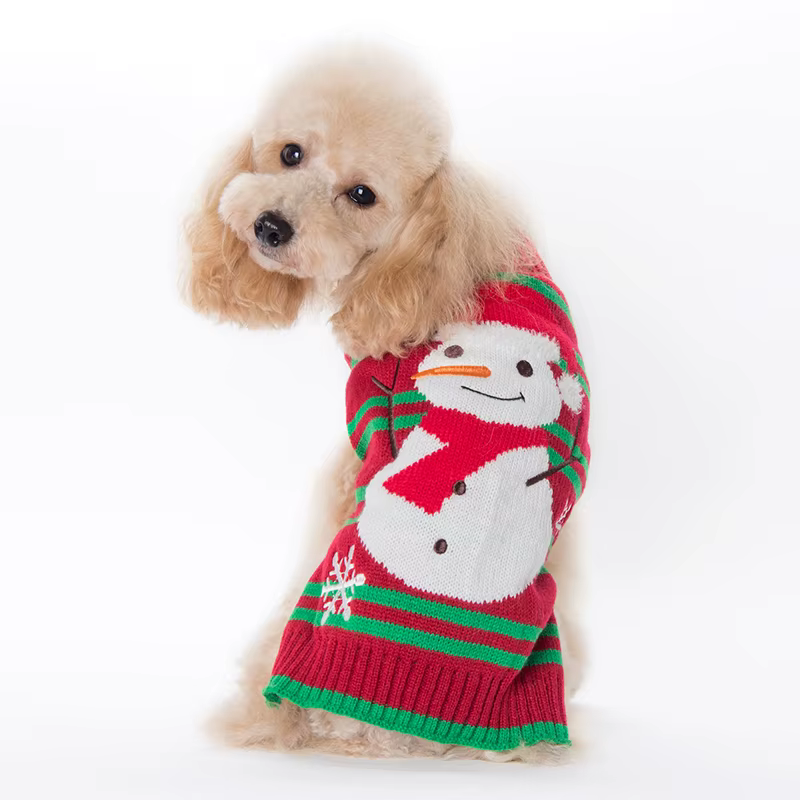 Xmas Striped Dog Sweater Pet Reindeer Knit Clothes Dogs Snowman Christmas Hoodies Costume — image 3