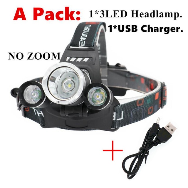 15000Lm XM-T6x3 LED Headlight ZOOM Flashlight Torch Camping Fishing Headlamp lantern Use 2*18650 battery / AC/Car/Usb/ charging — image 7