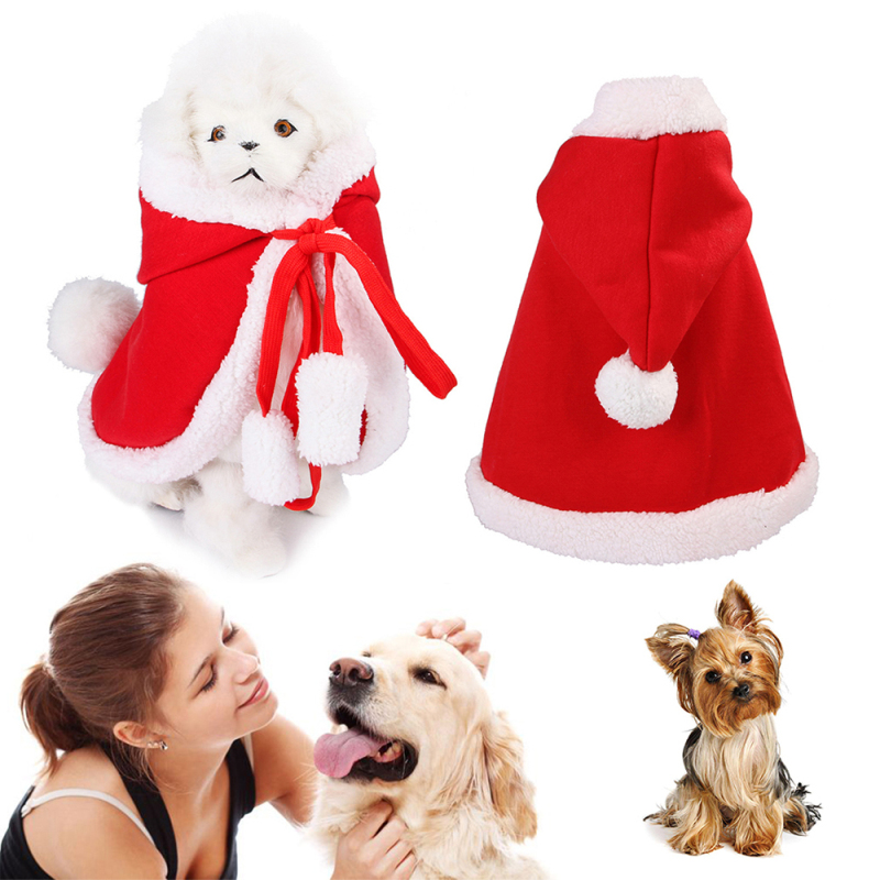 Pet Christmas Hooded Cloak Cute Cats Dogs Xmas Costume Winter Christmas Clothes Small Animal Hooded Cloak Fashion Dog Cat Cloth — image 1