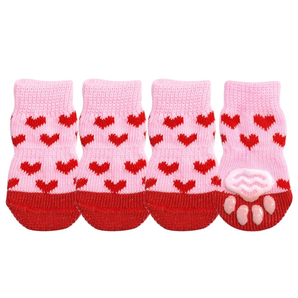 Set de 4 Piezas de Zapatos para Perro, Lindos Calcetines Cálidos para Perro, Calcetines Tejidos Antideslizantes de Invierno con Estampado de Caricaturas, Botas para Perros y Gatos, Suministros Cálidos para Mascotas — imagen 3