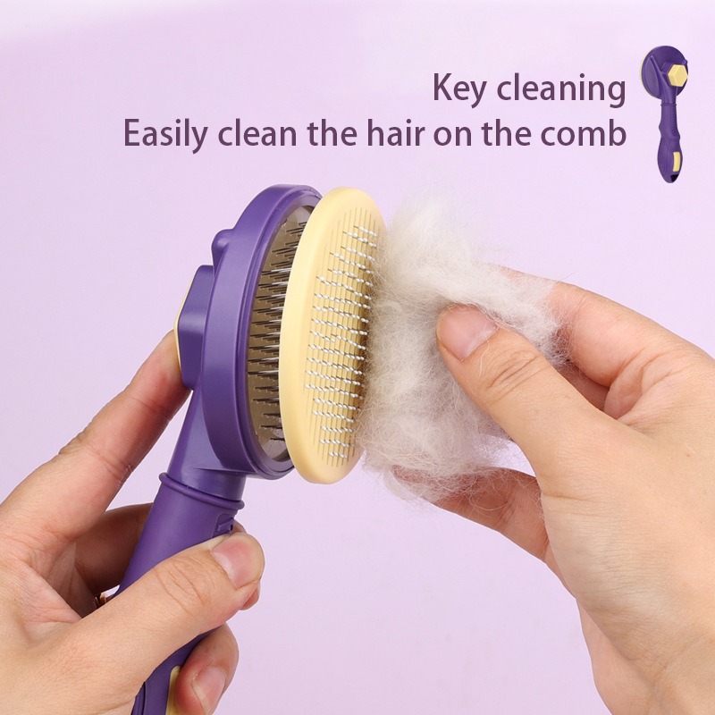 Pet Comb Automatic Hair Removal Comb Cat Comb Hair Removal Beauty Self Cleaning Pet Comb Supplies — image 1