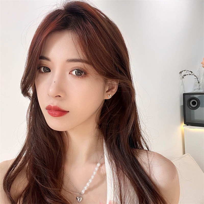 S925 Silver Needle Exquisite Zircon Butterfly Stud Earrings for Women — image 4