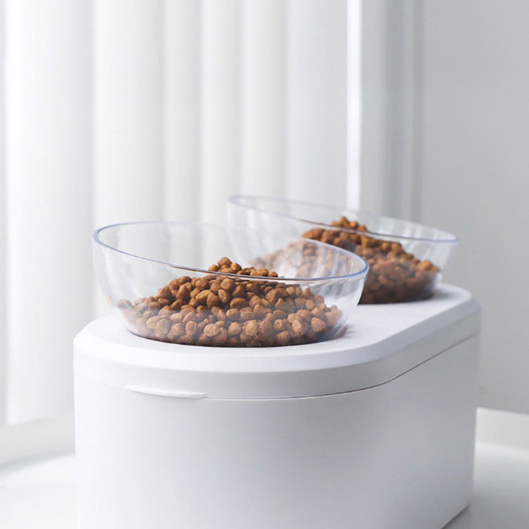 Multifunctional Pet Double Bowl Cat Bowl Dog Bowl Grain Storage Neck Guard Oblique Mouth Double Bowl Pet Food Bowl — image 1