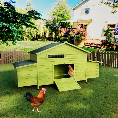 Large Wooden Chicken Coop With 2 Free Range Doors 2 Nesting Boxes Perch Outdoor Hen House Poultry Cage — image 2