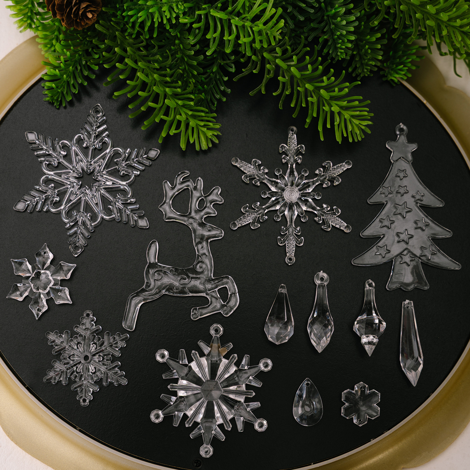 Pendientes de Columna de Hielo Transparentes de Elfo Navideño 8PC — imagen 5