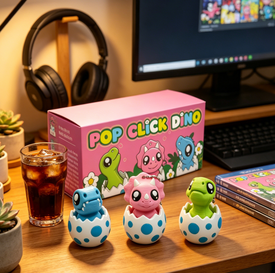 3PCS 3D Printed Hatching Dino Figurine Set, Mini Dinosaur Clicker Desk Accessories With Egg Shell — image 3