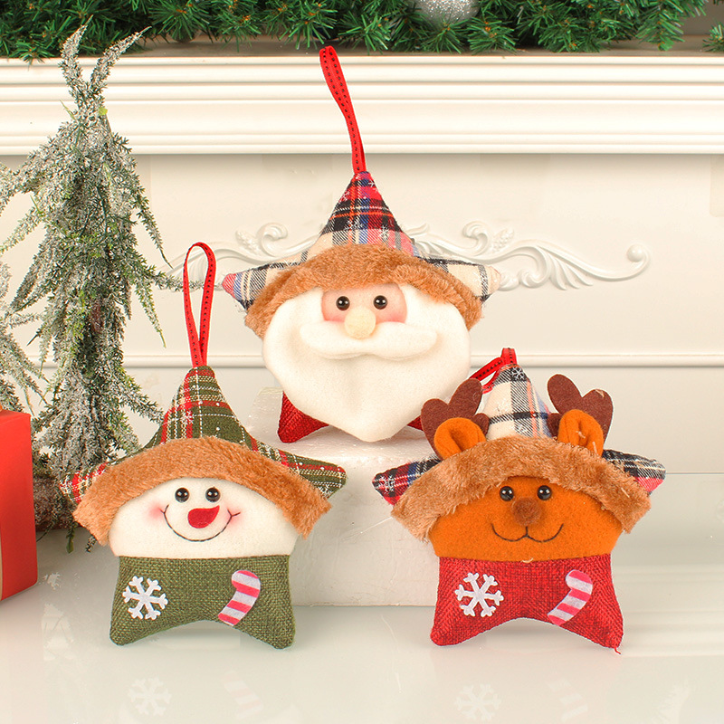 Santa Claus Elk Christmas Tree Decoration Creative Plush Christmas Five Star Doll Pendant — image 2
