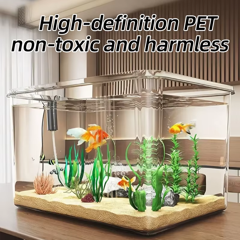 Tanque de Acuario Transparente Creativo para Oficina y Hogar Decoración Rectangular (Solo Tanque, sin Paisaje ni Piedras Incluidos) — imagen 1