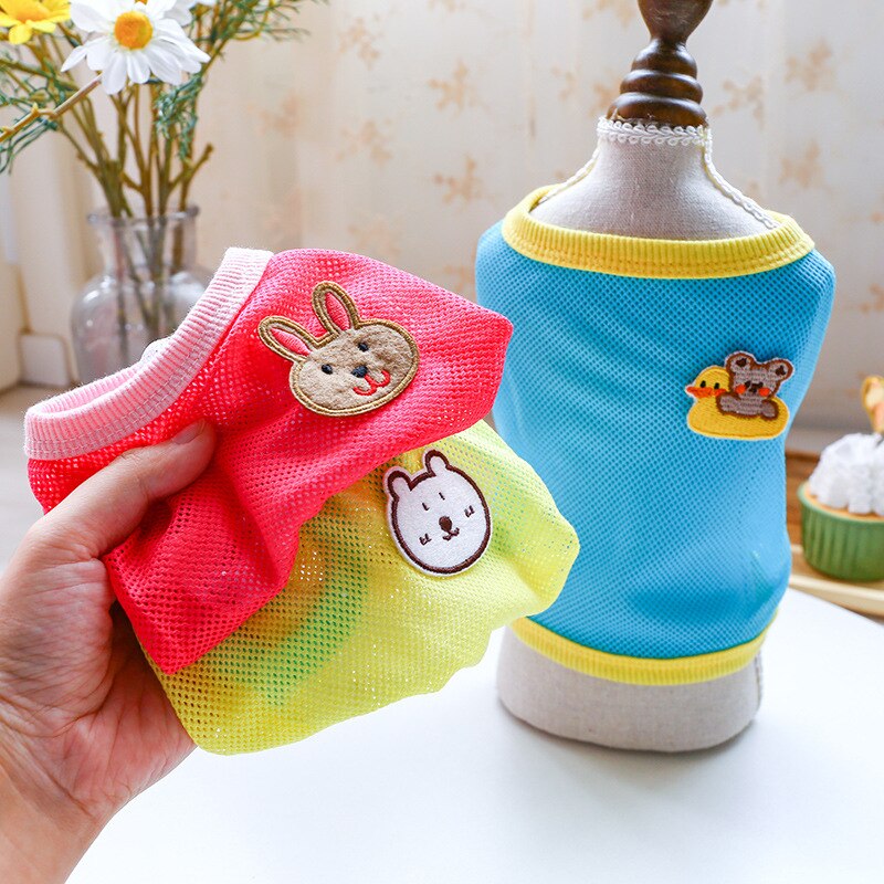 Cartoon Animal Dog Clothes Pet Summer Thin Cool Mesh Vest for Dogs Two-legged T-shirt — image 6