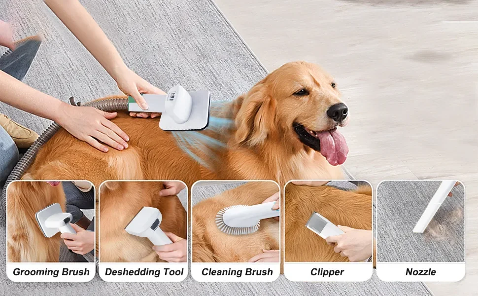 7 in 1 Pet Grooming Vacuum Kit Dog Grooming Clippers Pet Hair Remover with Power Large Suction & Low Noise Pet Hair Kits — image 5