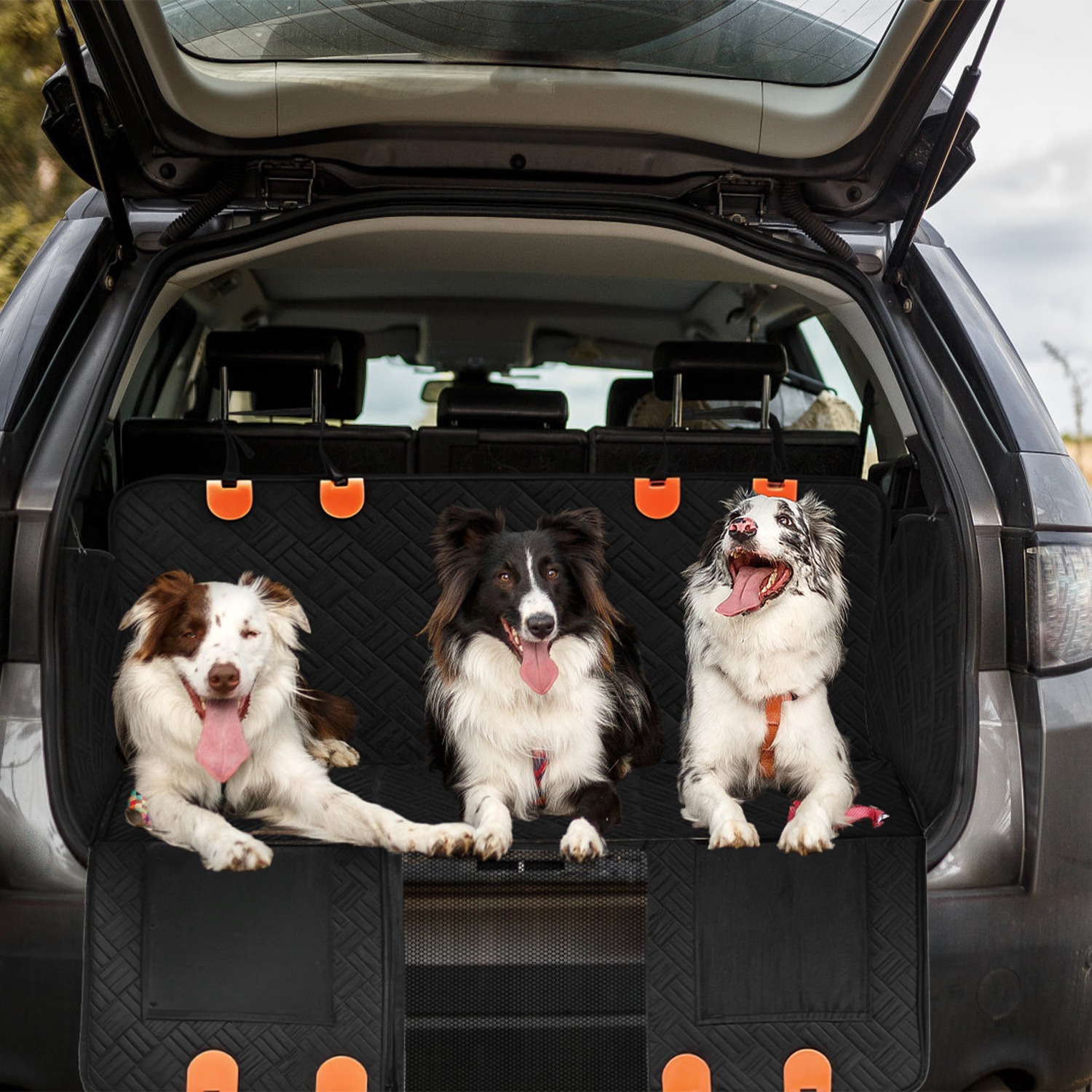 Dog Car Seat Cover For Back Seat Waterproof Oxford Cloth Seat Cover Hammock Non-Slip Scratchproof Back Seat Extender With Side Flap Mesh Window Storage Bag For Car SUV Truck — image 8