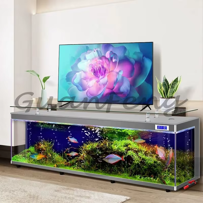 HLZ TV Cabinet Tea Table One-piece Fish Tank Hakka Large Ecological Aquarium — image 2