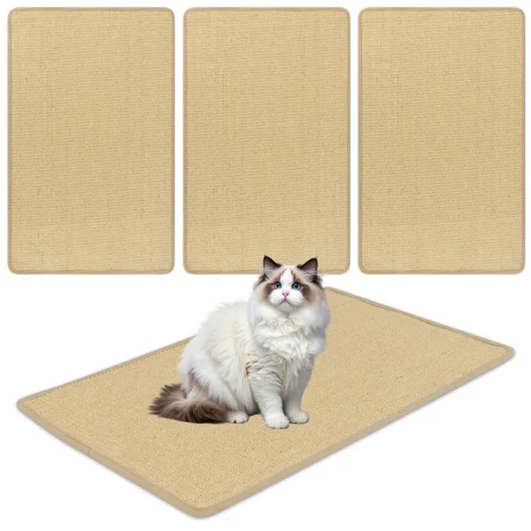 Paquete de 2 Tapetes Rascadores de Sisal Natural para Gatos de 32"x20", Almohadillas Multifuncionales para Descansar y Jugar Para Hogares con Varios Gatos — imagen 3