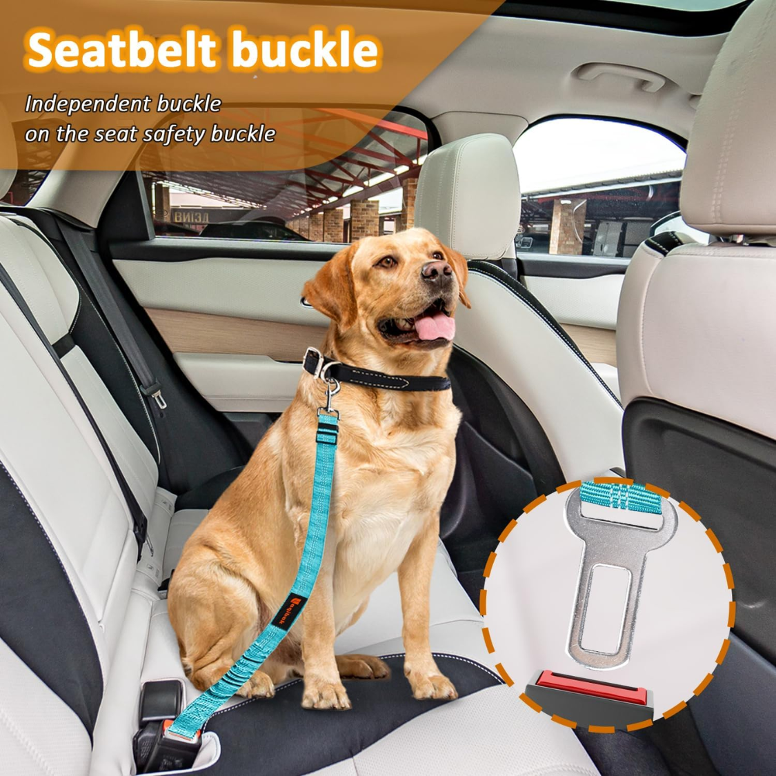 Cinturón de Seguridad para Perros Removible para Coche, 3 en 1 Correa y Restrainte Retráctil para Viajes con Seguridad — imagen 6