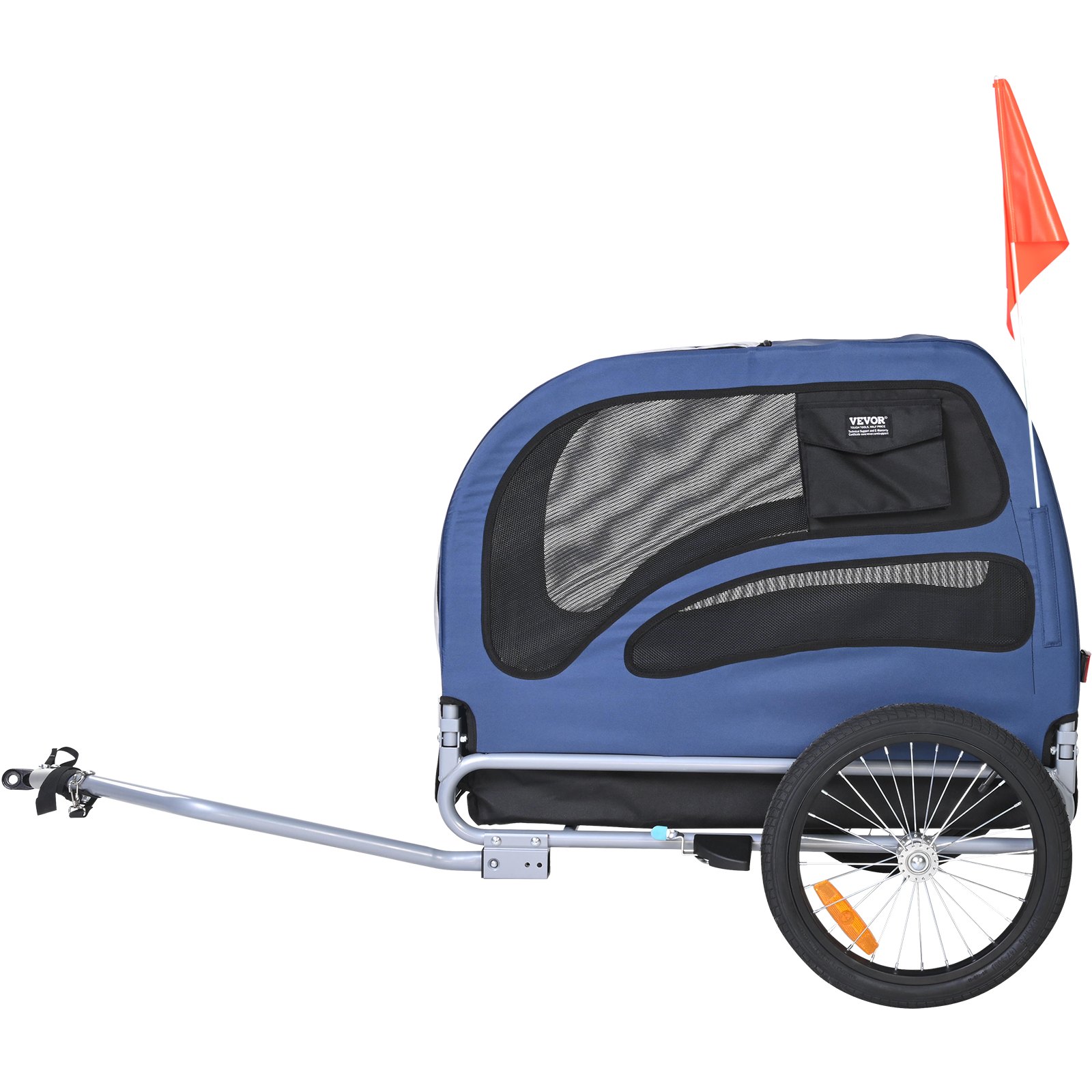 Pet Cart Bicycle Carrier, Easy Folding Frame With Quick Release Wheels, Universal Bicycle Coupler, Reflectors, Flag, Collapsible To Store, Blue Black — image 6