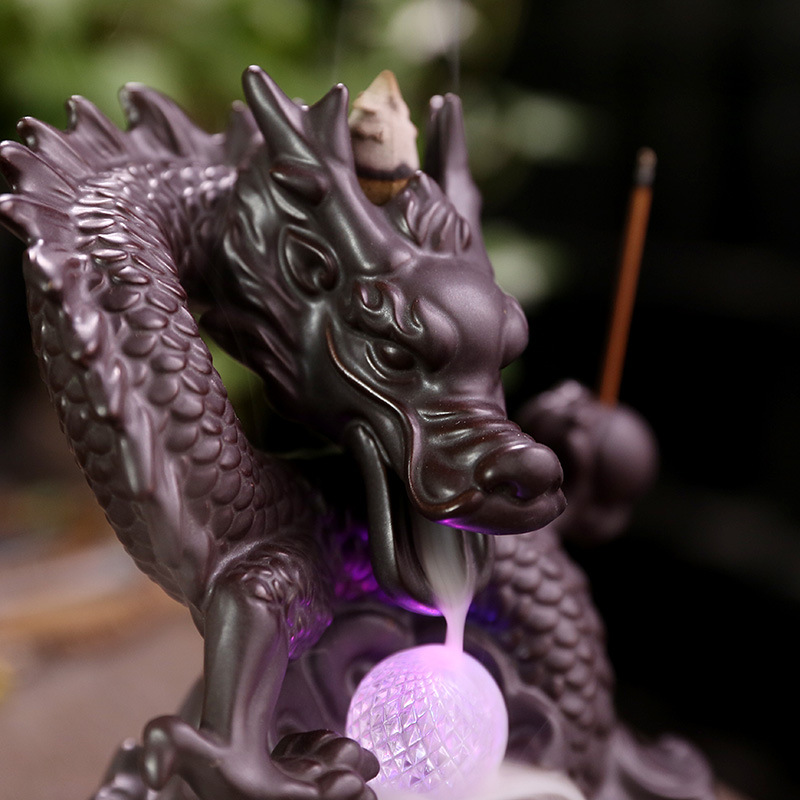 Dragón Cerámico de Fuego de Agua con Luz LED y Incienso de Sándalo para Decoración Hogareña — imagen 3
