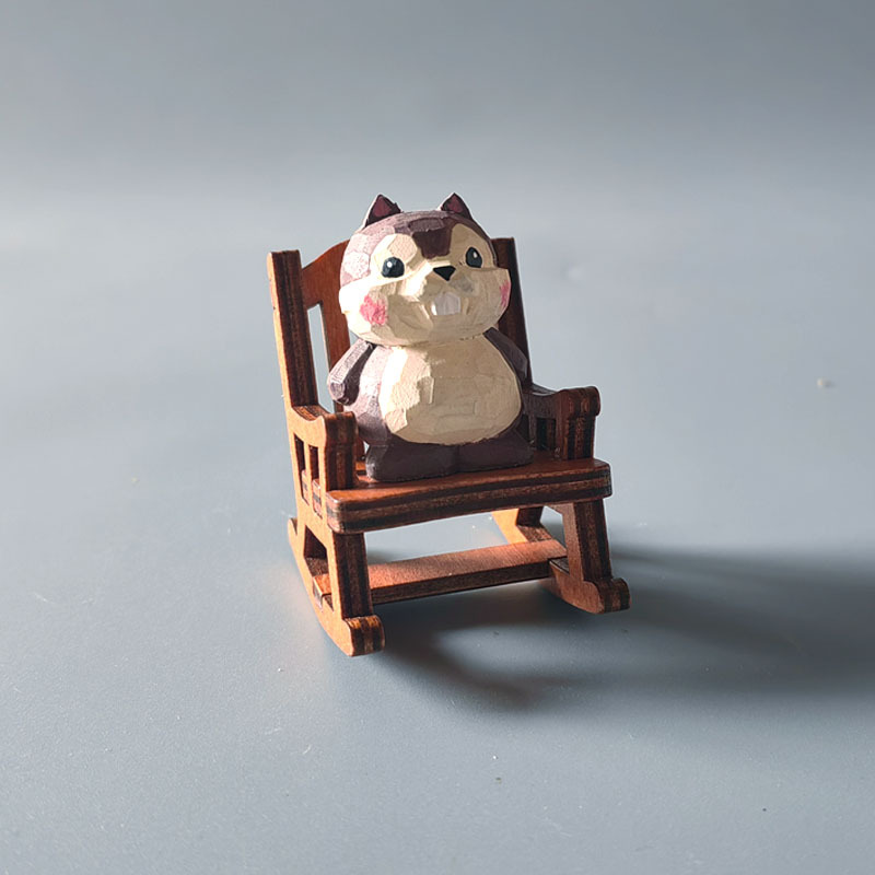 Wooden carving ornaments solid wood handmade carving Shiba Inu kitten decoration — image 19