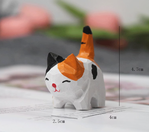 Creative Wooden Cat Trinkets Crafts Handmade Wood Carving — image 8
