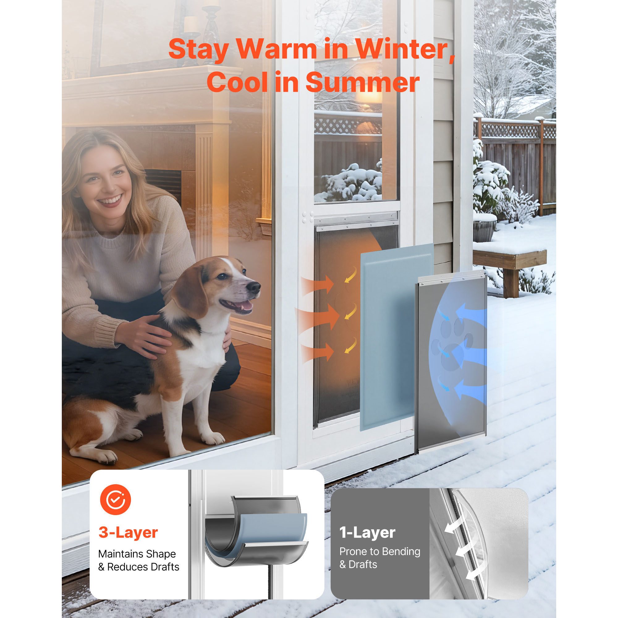 Puerta para Perros para Puertas de Vidrio Sliding, Altura Ajustable 75-80 cm, Estructura de Aluminio con Ala y Bisagra Rotativa, Diseño de Cerradura, Para Perros Grandes, Ventanas de Mascotas para Inquilinos — imagen 5
