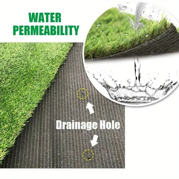 Pasto Artificial de 5 pies x 10 pies con Agujeros de Drenaje, Manta de Hierba Falsa de 0.6' de Espesor con Base de Goma - Solución Económica para Áreas de Mascotas Interior y Exterior, Patio, Balcón, Jardín y Decoración — imagen 4