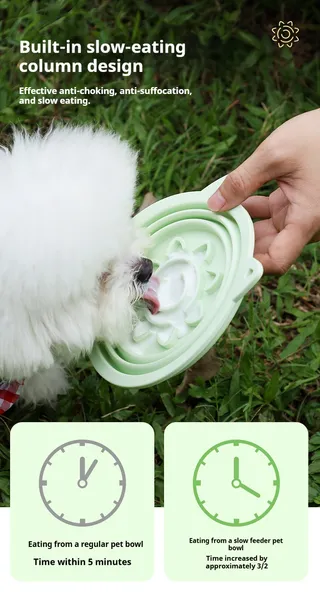 Tazón de Viaje Plegable 3 en 1 para Mascotas, Comedero Lento Plegable con Ventosas Fuertes, Tazón de Silicona Portátil para Perros con Gancho para Colgar en el Collar o la Mochila — imagen 4
