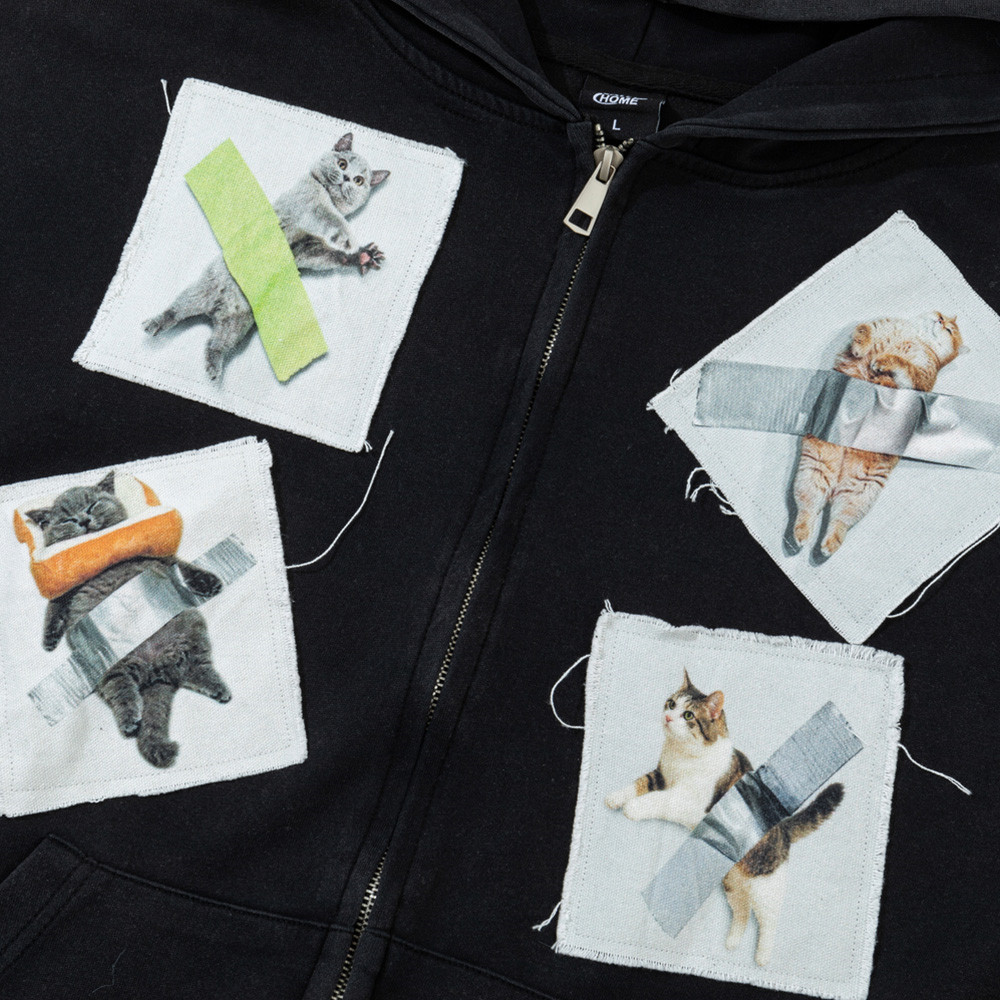 Color blocking adhesive cloth cat hooded sweatshirt — image 4