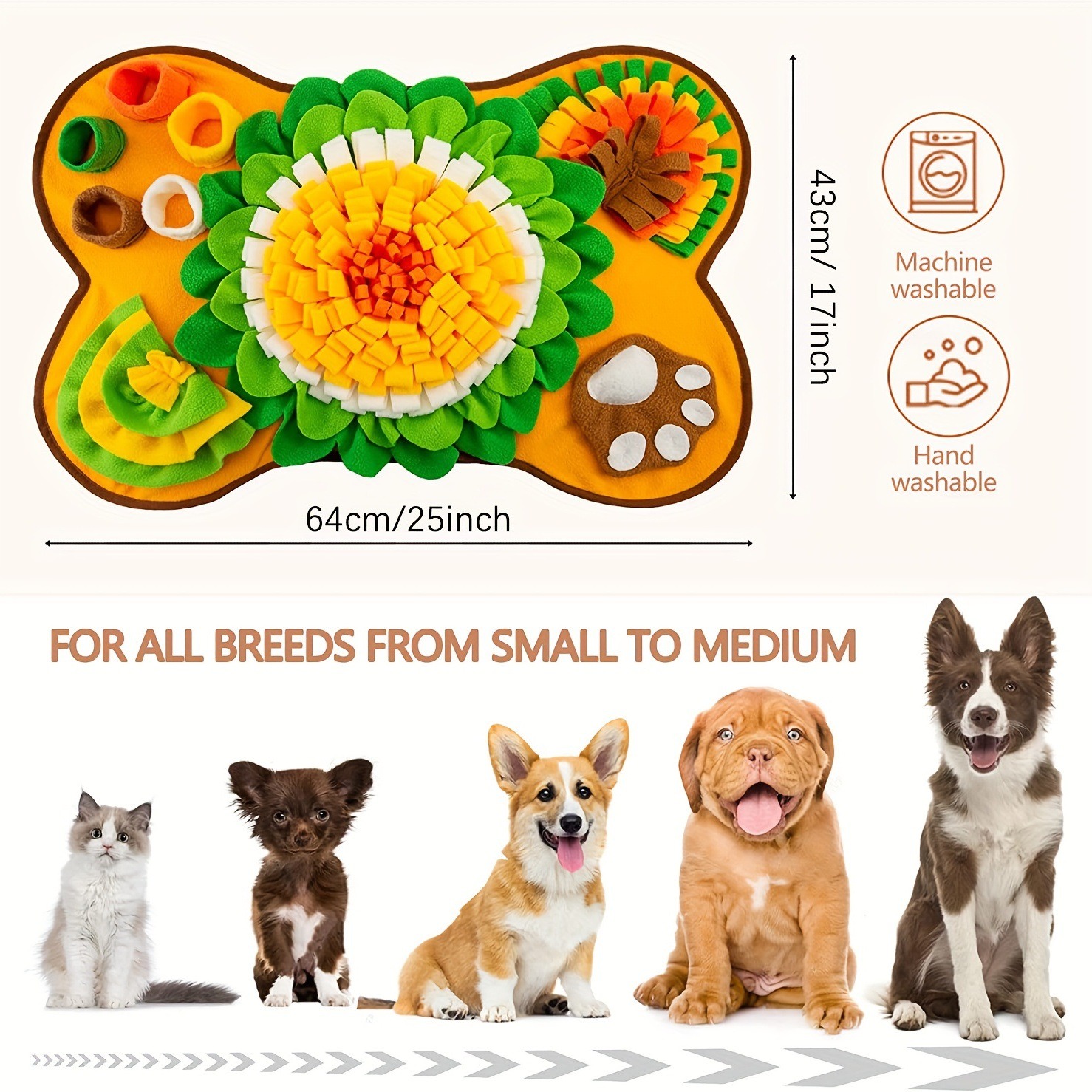 Pet dog sniffing toy mat cat and dog sniffing mat washable fun food hiding puzzle sniffing mat — image 6