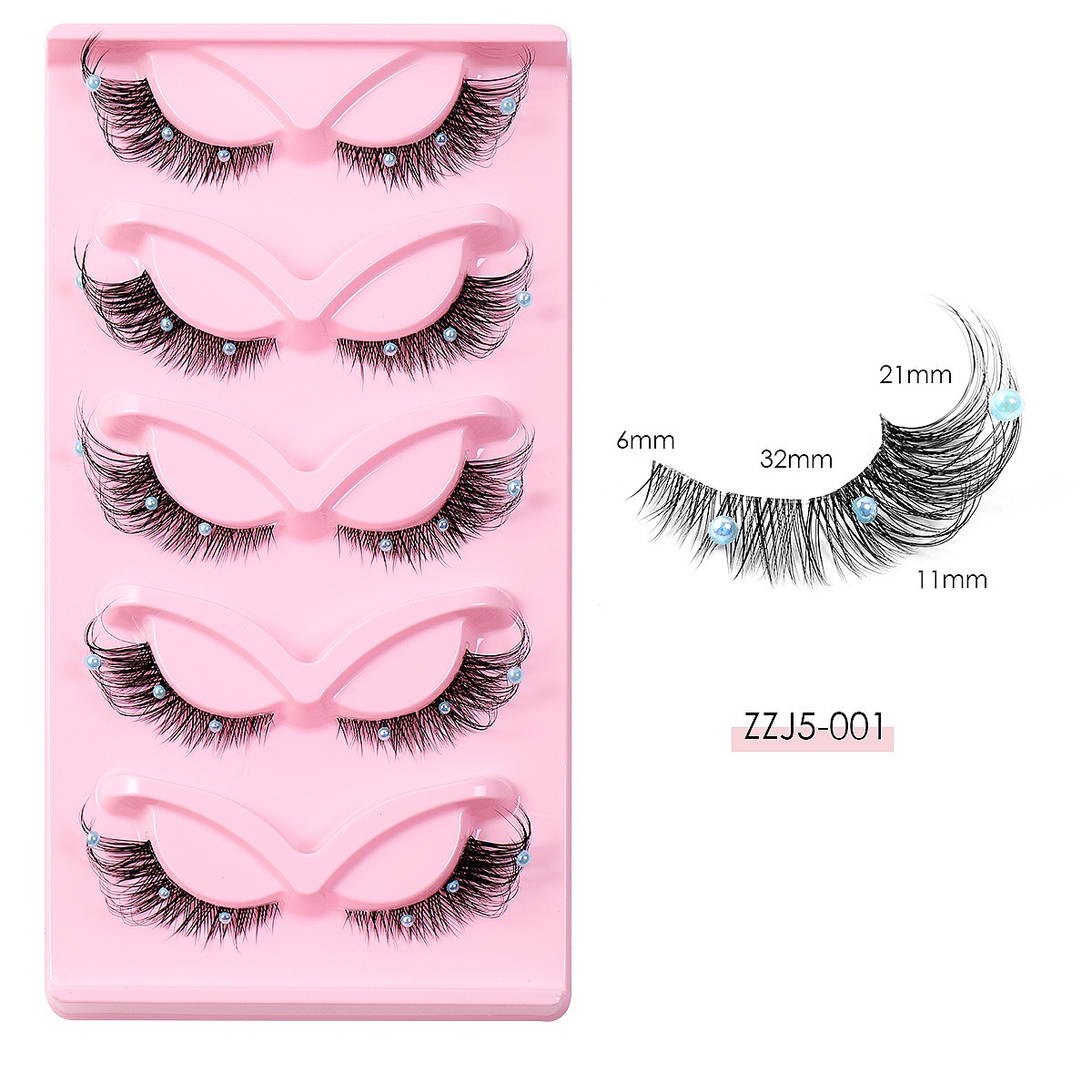 5 Pares de Pestañas Postizas en Racimo, Banda Transparente, Estilo Ojo de Gato Alado Estilizado 3D, Pestañas Dramáticas para Maquillaje — imagen 4