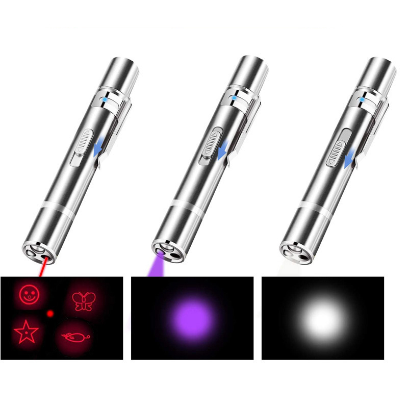 Puntero de Láser para Gatos, Punto Rojo LED Luz Interactiva Juguetes para Perros y Gatos, Rango Largo 5 Modos Proyección de Láser Jaula de Juego para Kitten Entrenamiento Exterior, Cargador USB Recargable — imagen 3
