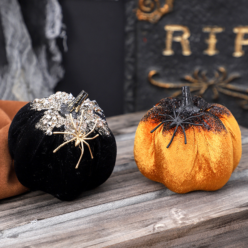 Halloween Decoration Nordic Style Fake Spider Pumpkin Figurine Gift for Festival — image 2