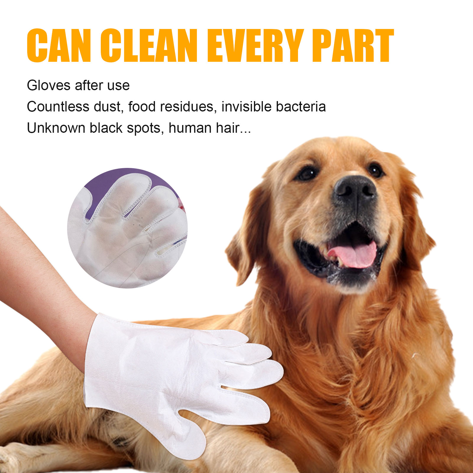 Pet Herbal Gloves, Cleaning Wipes No-Bath No-Wash Non-Woven Gloves For Feline Handling — image 6