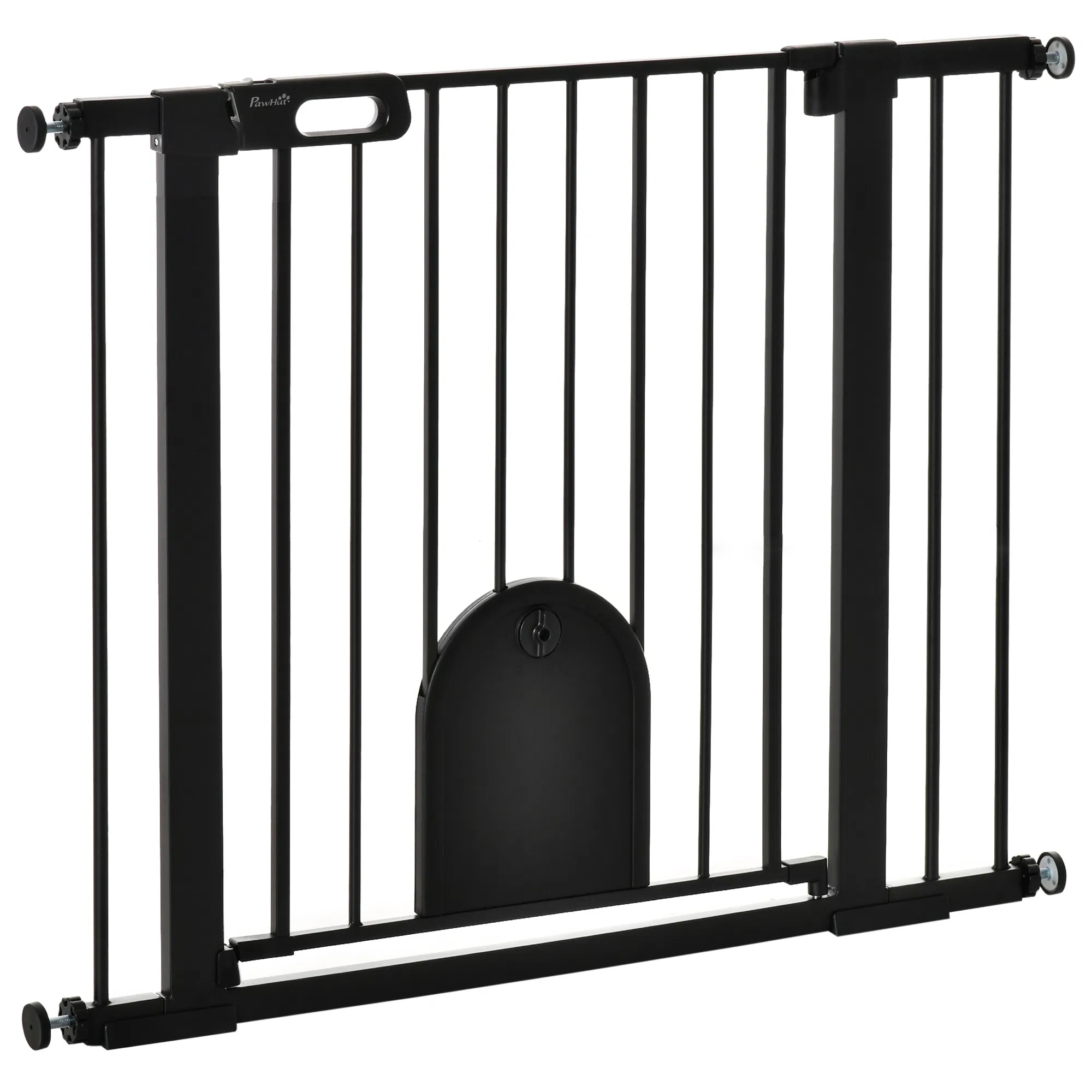 30"-41" Extra Wide Pet Gate Barrier with Small Door, 30"H Dog Gate with Safety Gate Barrier, Stair Pressure Fit, Black — image 1