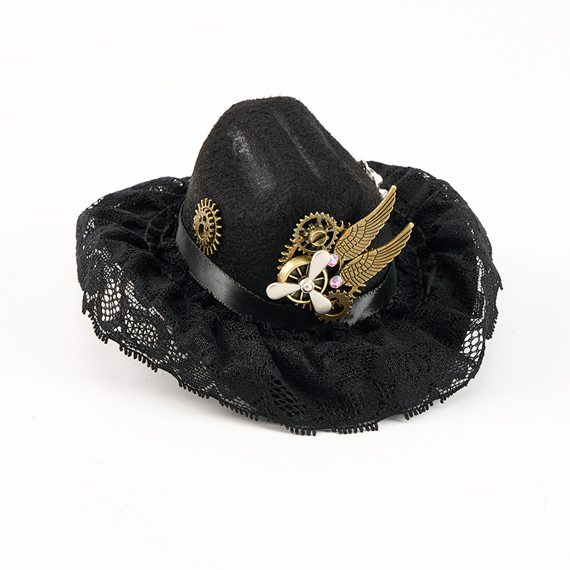 Sombrero Gótico Mini de Encaje para Mascotas Accesorio de Cabello de Muñeca Sombrero de Aviador — imagen 1