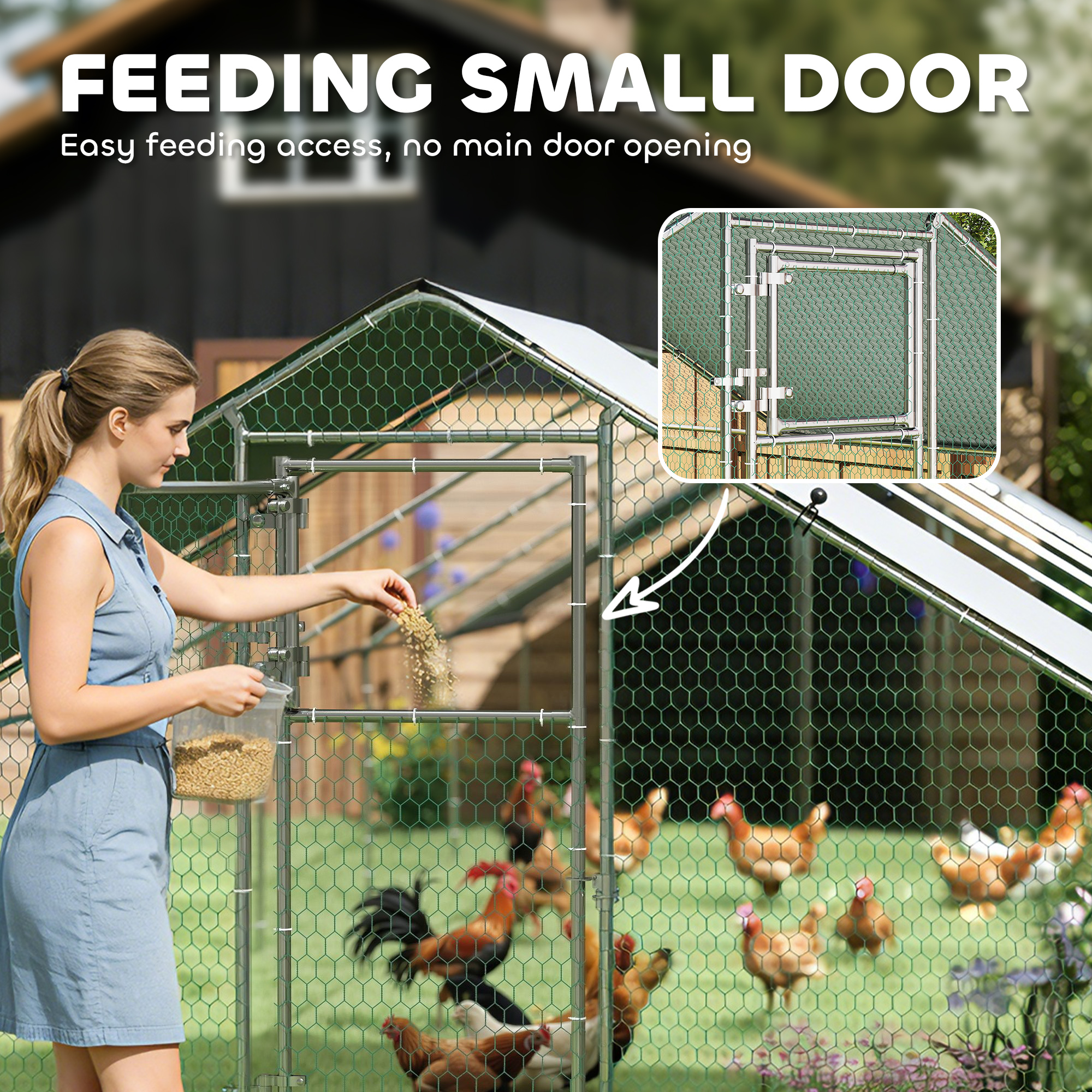 Large Chicken Coop with Waterproof and Anti-UV Cover, Spire Shaped for Outdoor and Yard Farm Use, 39 x 10 x 6.4 — image 8
