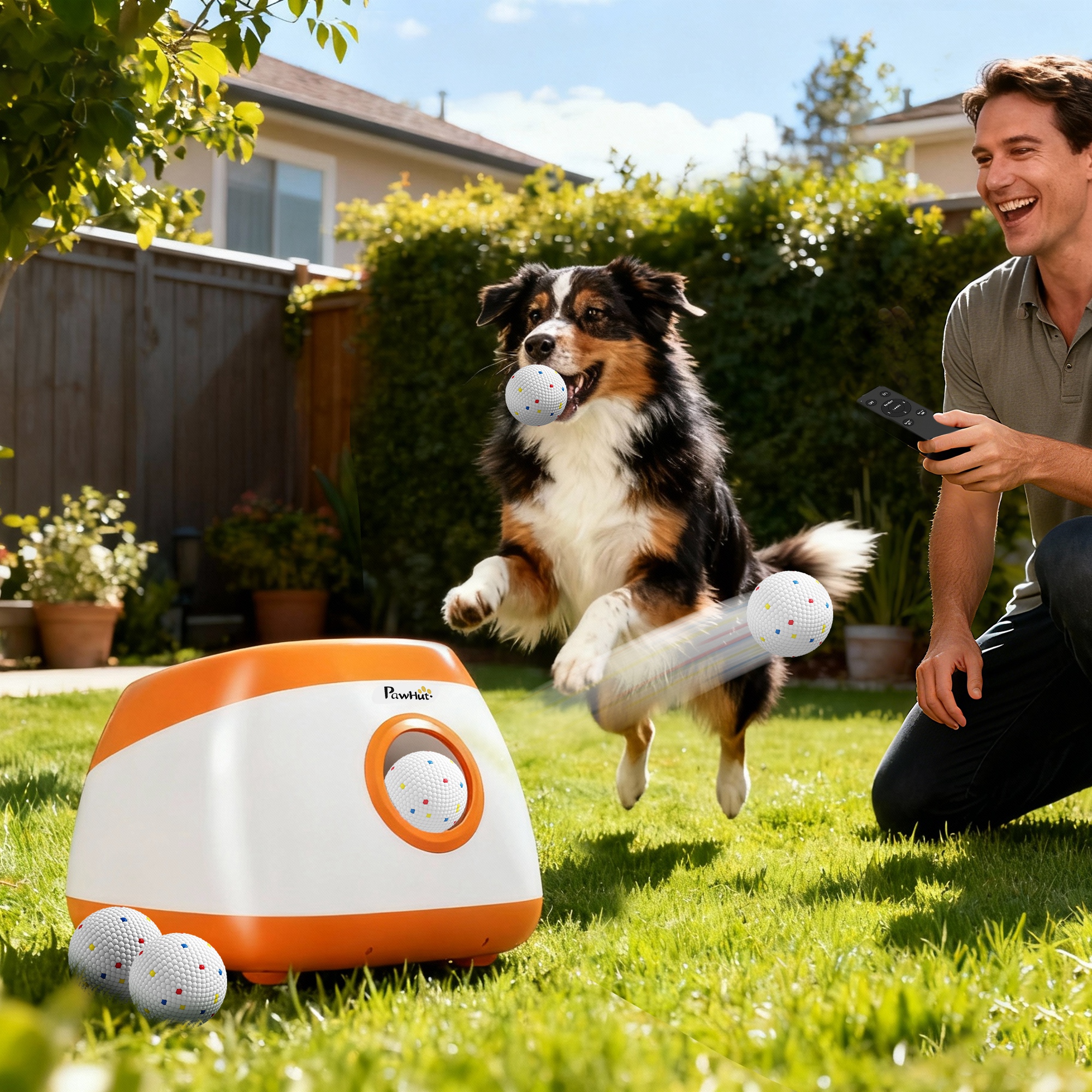 Automatic Dog Ball Launcher With 26-80 FT Distance, Automatic Ball Launcher For Medium And Large Dogs, Orange — imagen 1