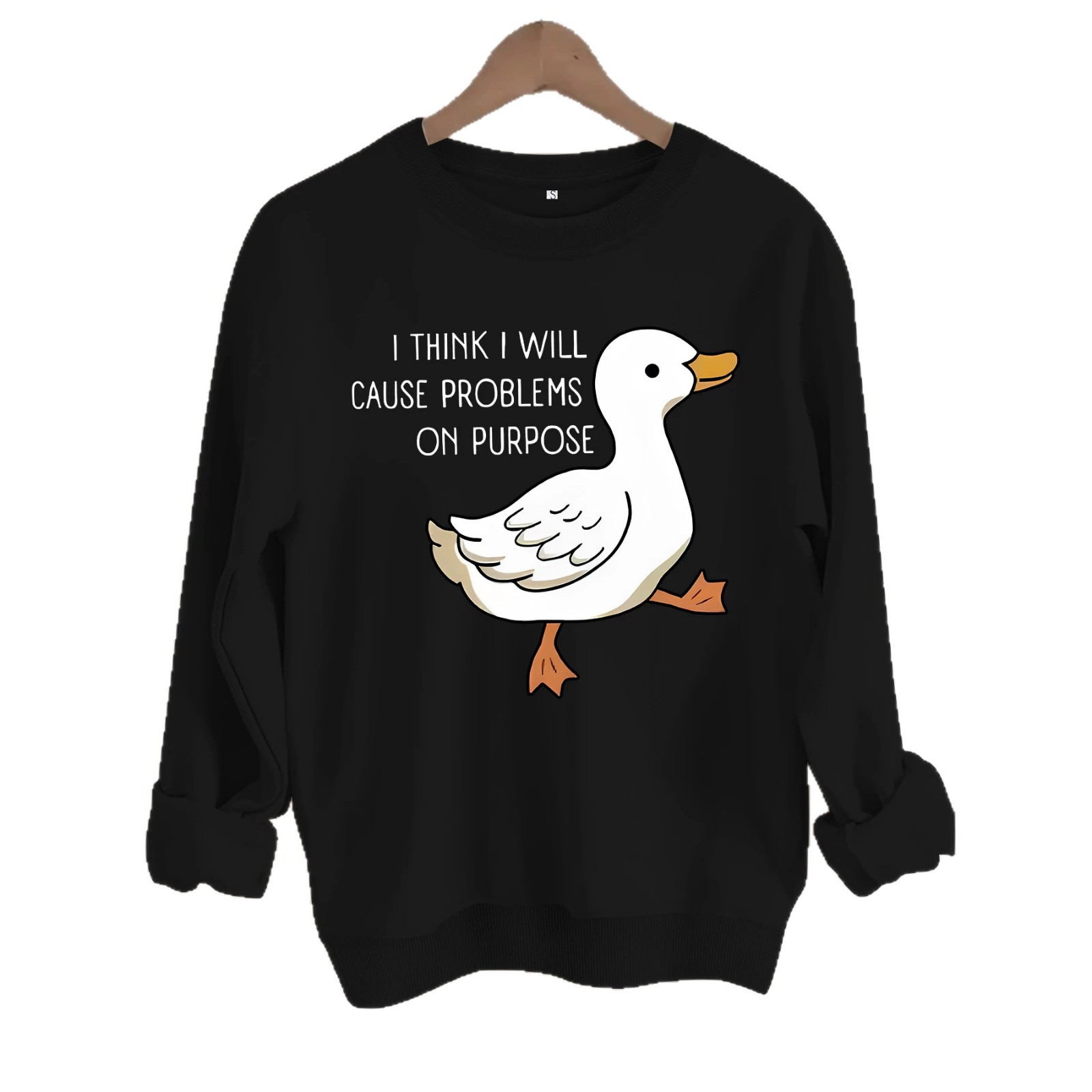 Duck print round neck hoodie — image 2