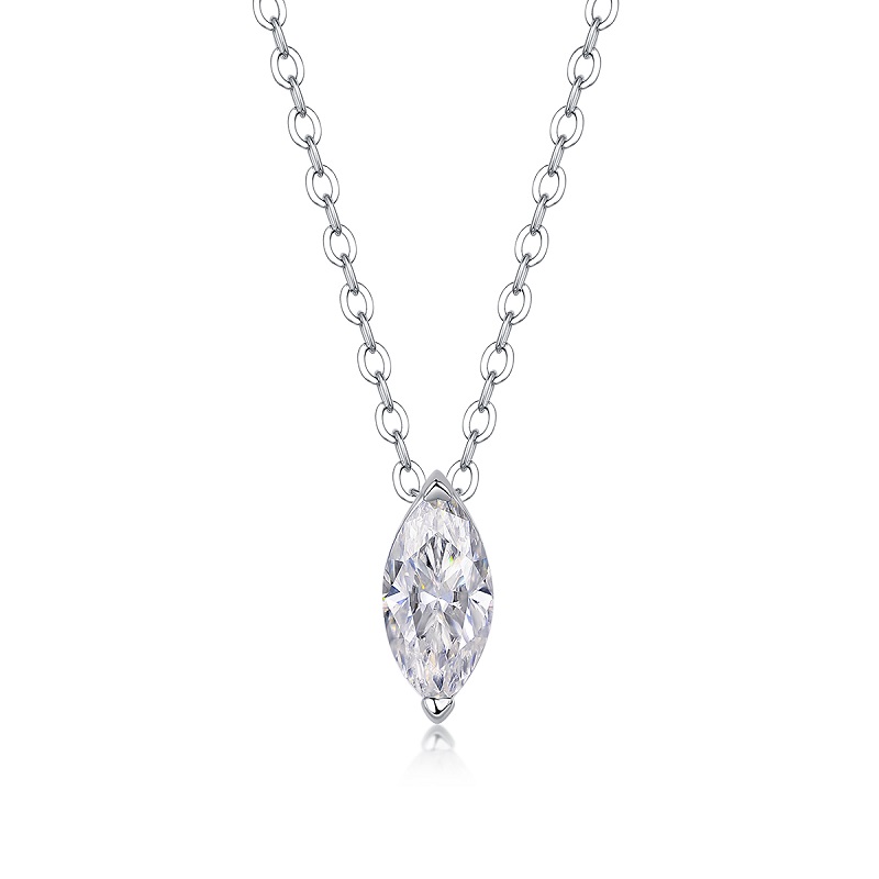 1A Set de Joyería Colgante a la Moda con Moissanita, Plata de Ley S925 y Diamante Bañado en Platino en Forma de Ojo de Caballo. Joyería de Plata con Moissanita, Prohibida la Venta en TK — imagen 1