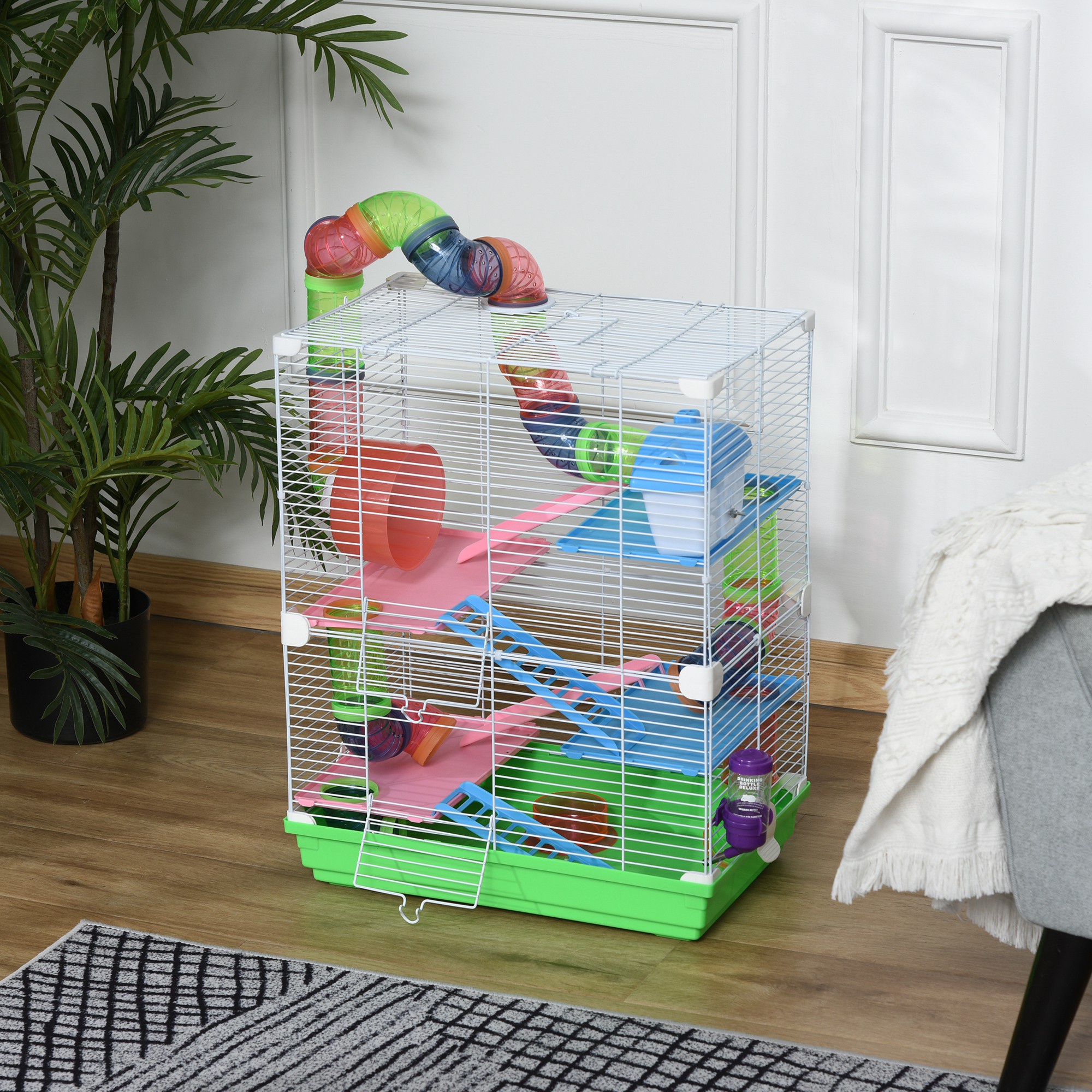 5 Tiers Hamster Cage Portable Animal Travel Carrier W/ Exercise Wheels Tube — imagen 1