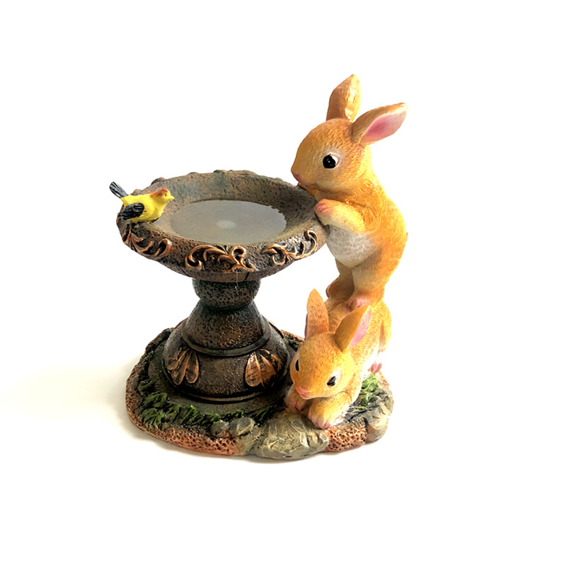 Solar Resin Garden Decoration Rabbit Animal Statue — image 1