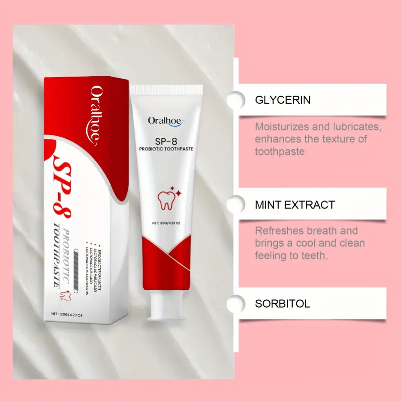 SP-8 Probiotic Toothpaste Deep Clean, Bright White Teeth & Long-Lasting Mint Freshness — image 6