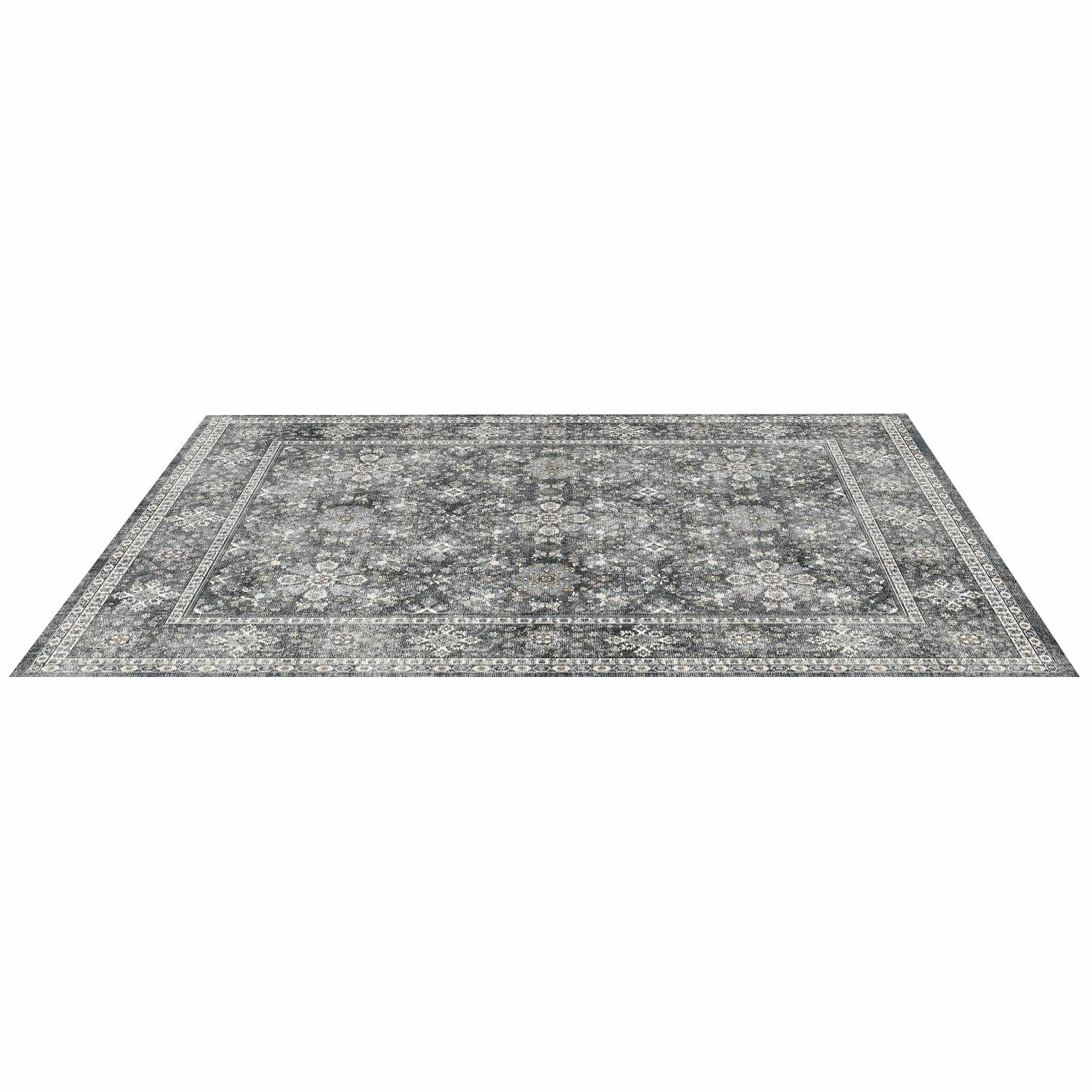 Area Rug, 8 X 10 Ft Large Washable Rug, Non-Slip And Tear-Resistant Soft Carpet, Pet & Child Friendly Vintage Area Rugs, Indoor Mat For Bedroom, Living Room, Kids Room, Entryway, Office, Gray — imagen 1