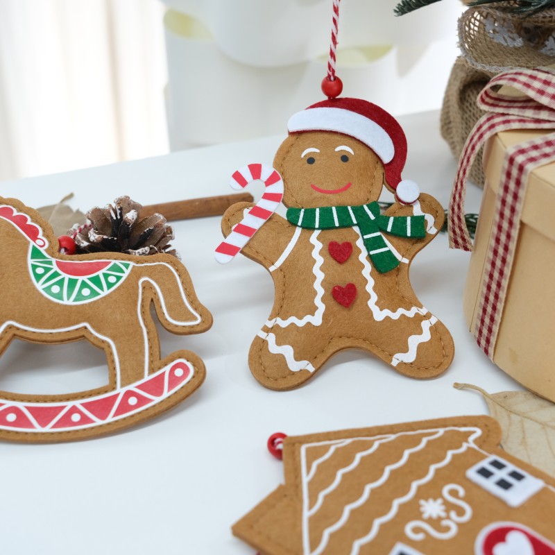 Ornamento de Navidad de Pony de Feltro para Árbol de Navidad con Manualidades de Pan de Jengibre y Caballo para Colgar — imagen 4