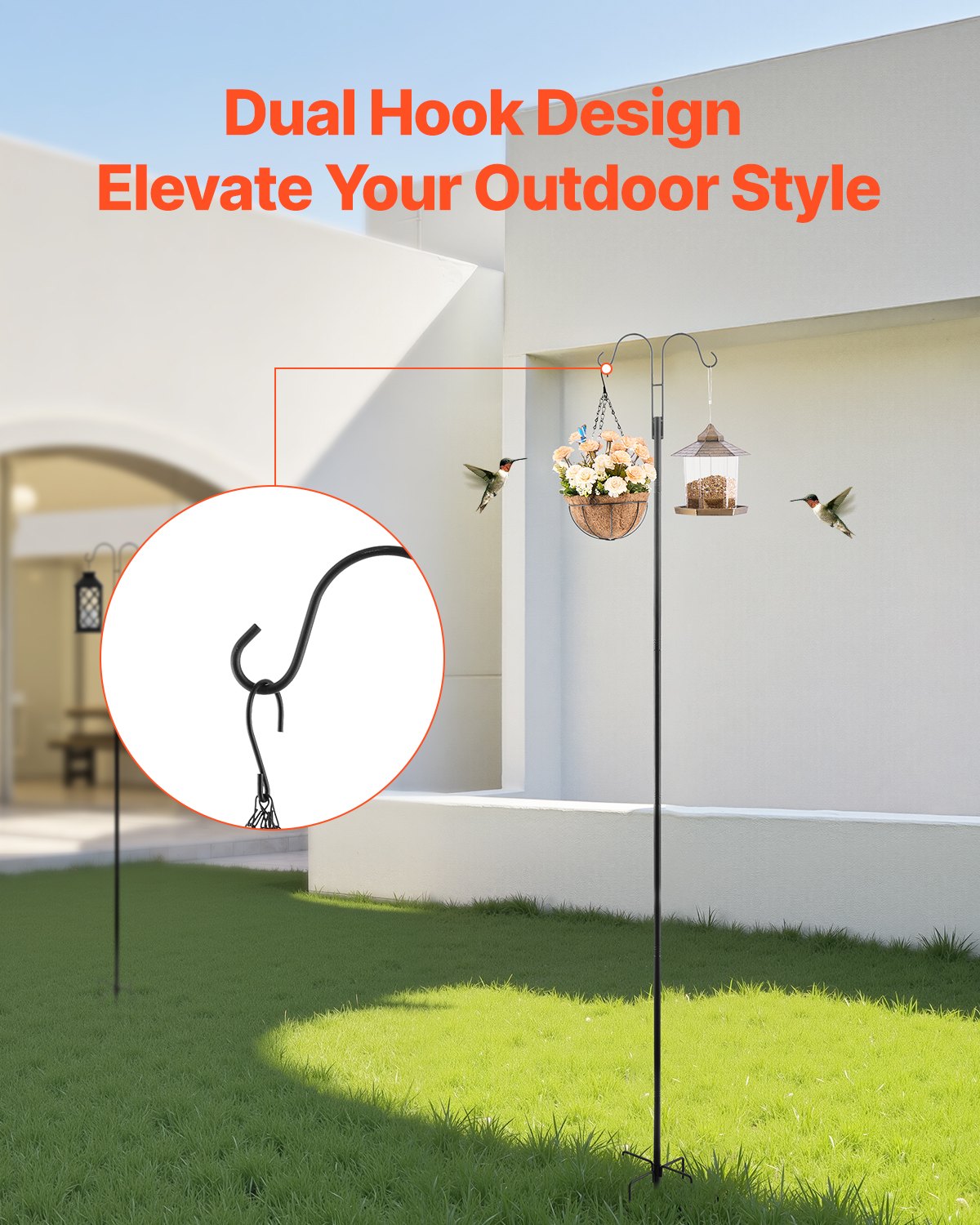 Double Shepherds Hook 8 Pack 92 Inch Heavy Duty Bird Feeder Pole — imagen 10