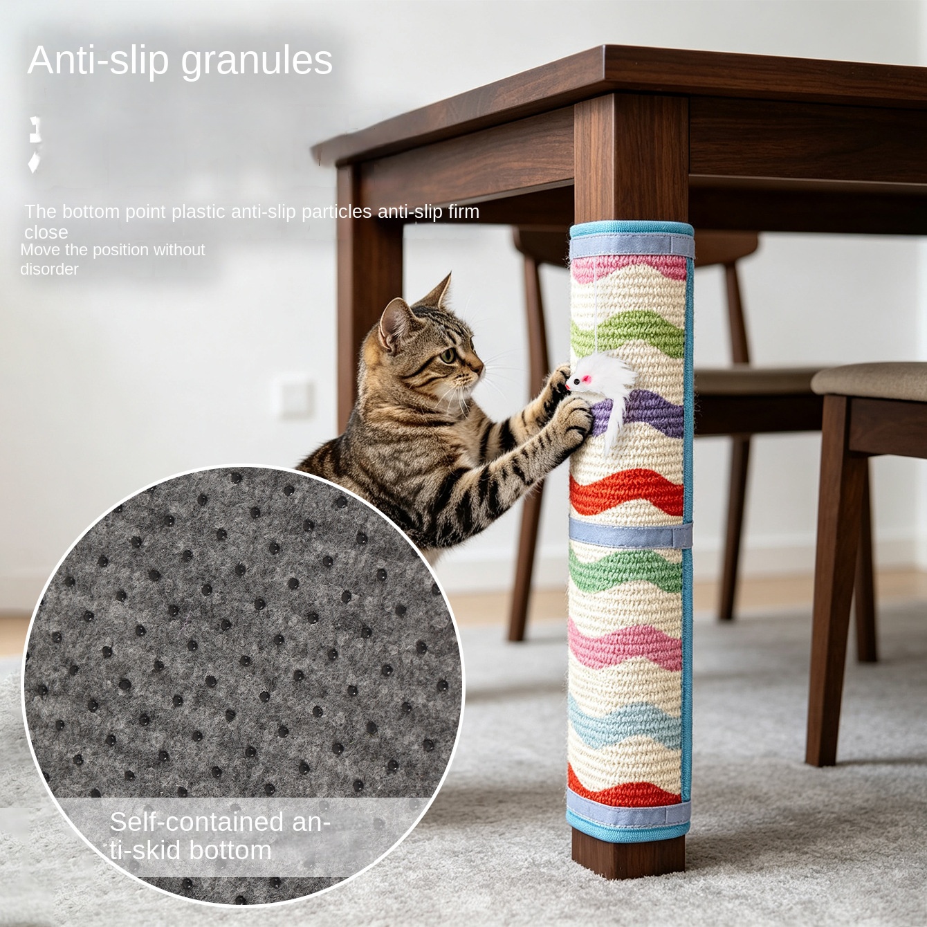 Artistic Jute Cat Scratcher Wall-Mounted Vertical Cat Scratch Pad Non-Shedding Cat Toy — image 6