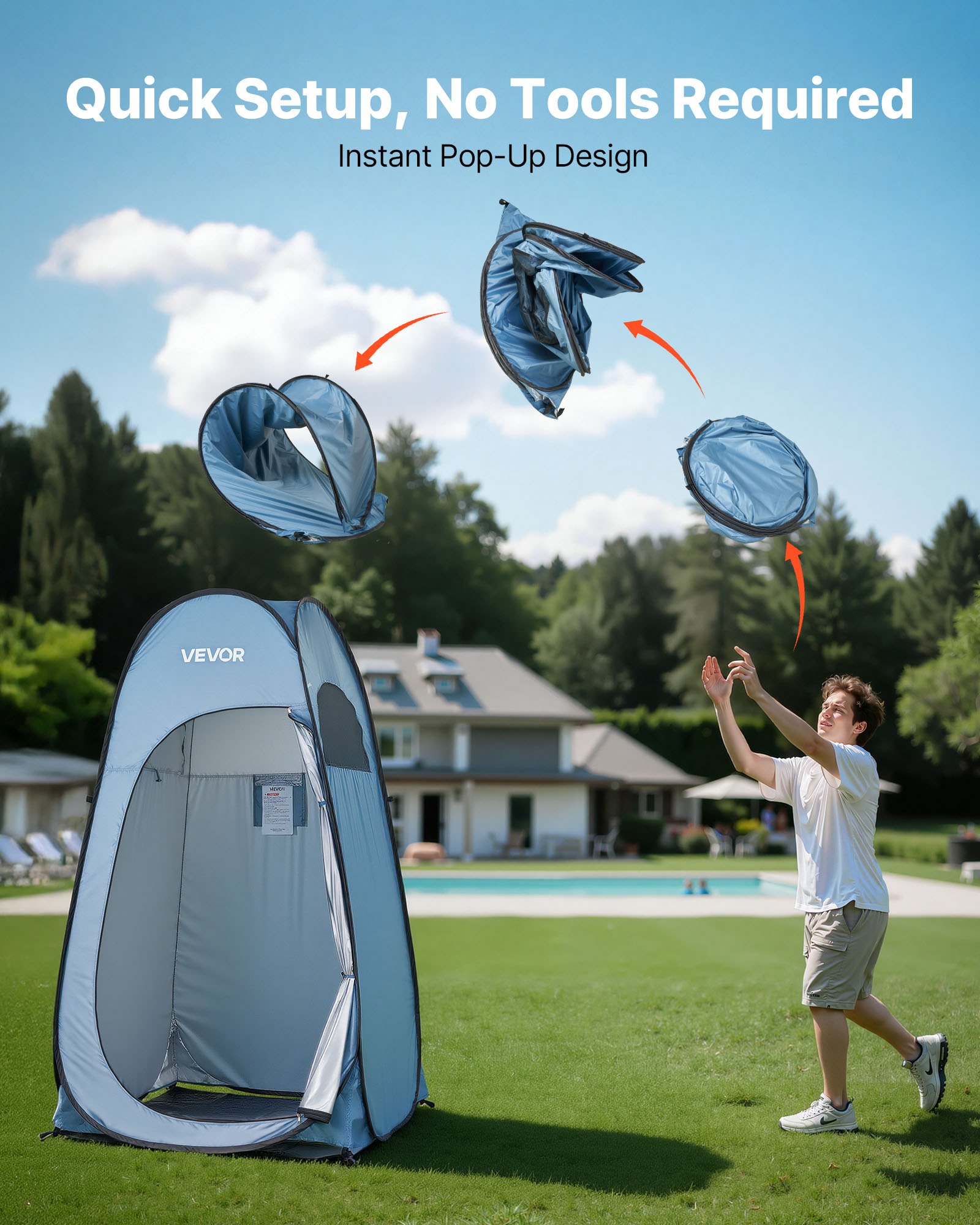 Tenda de Ducha Instantánea, Privacidad Portátil con Bolsa Colgante, Estacas y Cuerdas, Bolsa de Transporte, 190T Poliéster con Recubrimiento Plateado, Configuración Rápida para Camping, Playas y Pesca — imagen 4