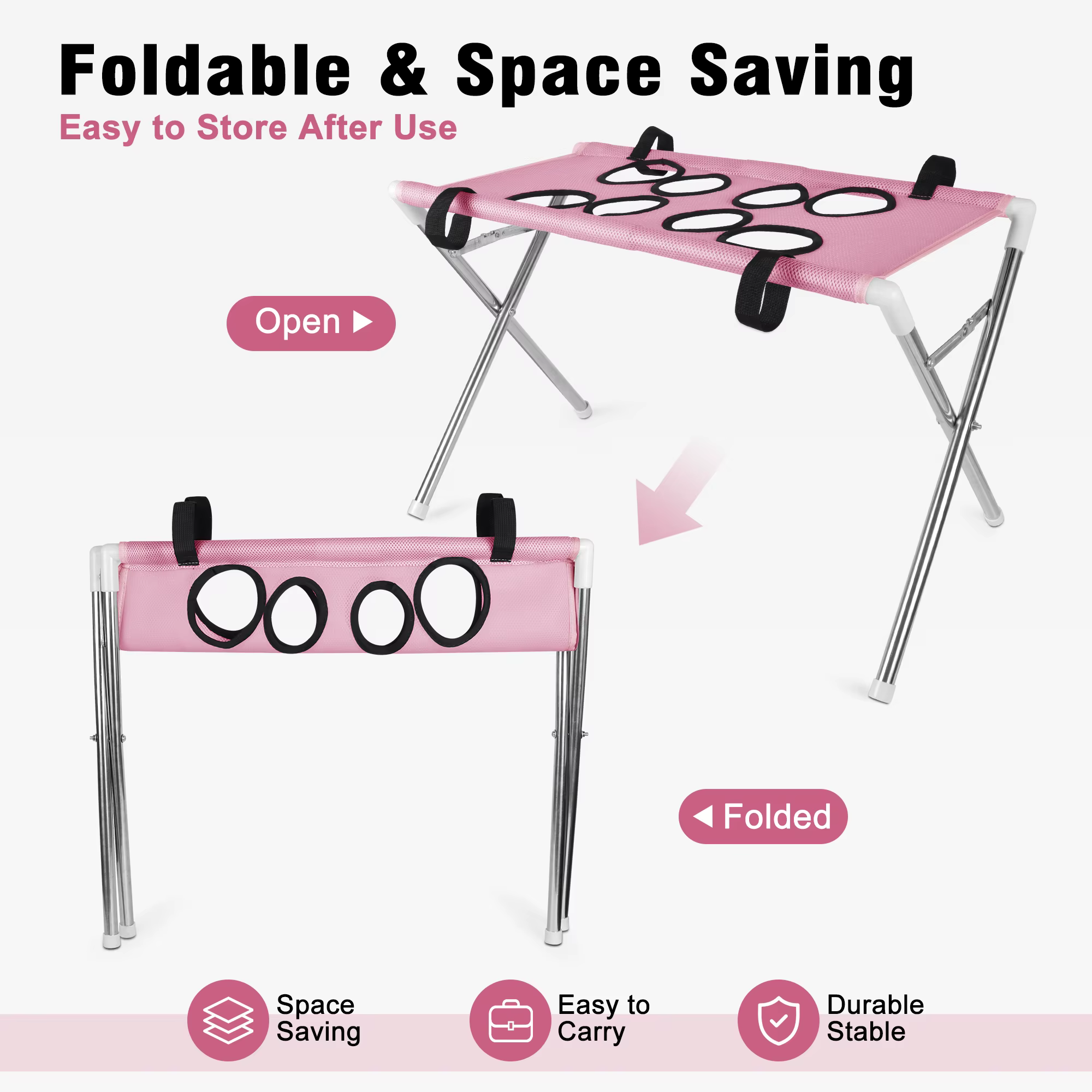 Mesa de hamaca plegable para aseo de mascotas con soporte para gatos y perros pequeños: recorte de uñas, cuidado de patas, baño, aseo en casa, opciones de reemplazo — imagen 6