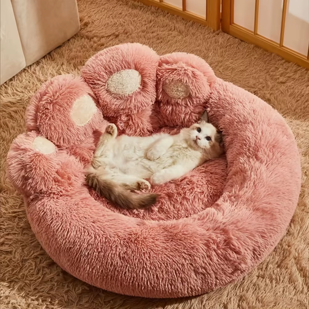 Fluffy Dog Bed Large Pet Products Dogs Beds Sofa Cute Bear Paw Shape Pets Kennel Mat Puppy Cats Supplies Basket Pet Accessories — image 5
