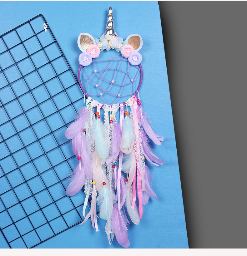New Creative Indian Feather Lace Unicorn Dream Catcher Cute Girly Heart Room Decoration Birthday Gift — image 6