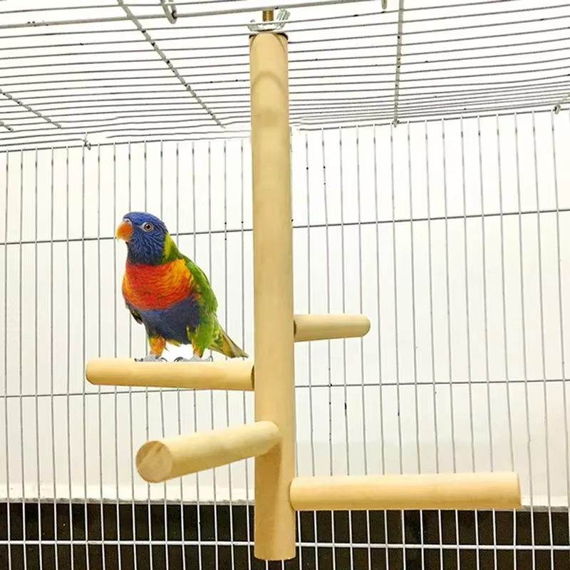 Pet Parrot Bird 4 Layer Stages Toys Natural Wood Rotating Ladder Parakeet Cage Accessories Swing Exercise Toy Birds Accessories — image 1